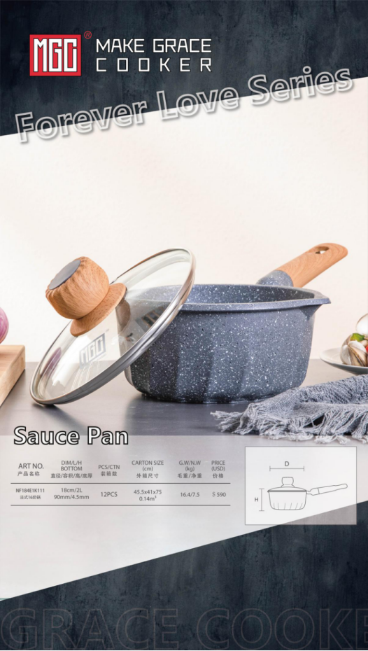 French FOREVER LOVE SERIES-Gray-Sauce Pan