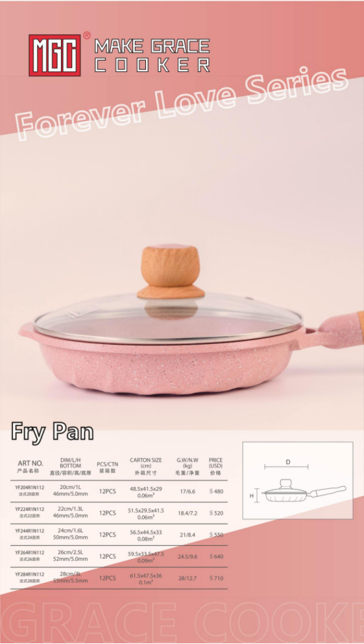 French FOREVER LOVE SERIES-Pink-Fry Pan